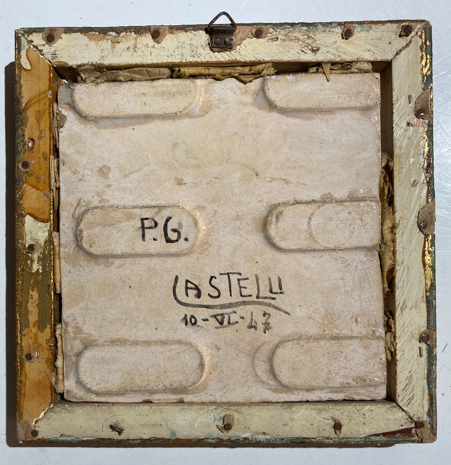 Mattonella Decorativa In Ceramica Dipinta, Castelli d'Abruzzo, 1947
