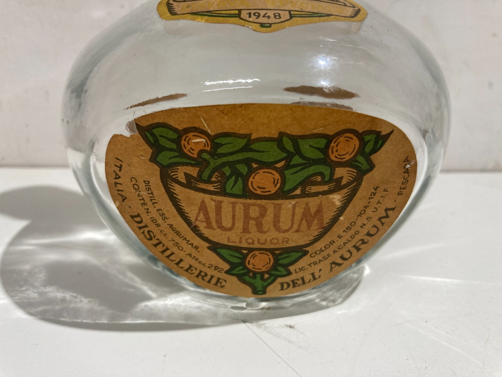 1948 Bottiglia Pubblicitaria Liquore Aurum Pescara