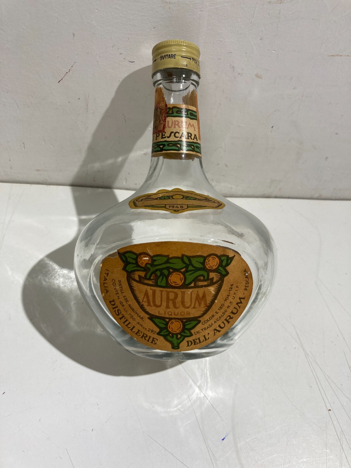 1948 Bottiglia Pubblicitaria Liquore Aurum Pescara