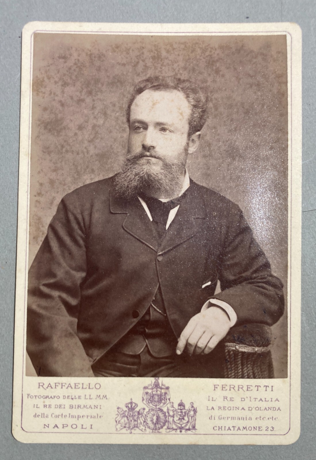 Napoli   Antica Fotografia Originale   Raffaello Ferretti   Ritratto Di Gentiluomo