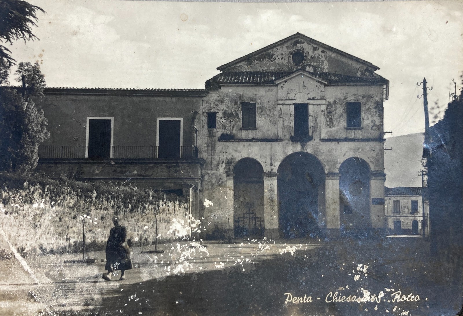 Campania, Salerno, Penta: Veduta Con Chiesa Di S. Rocco, Foto Cartolina d'Epoca