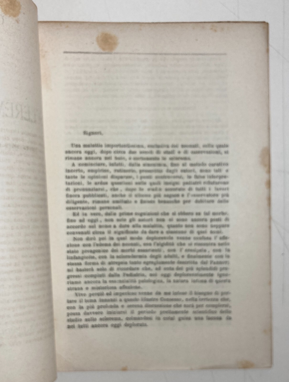 Medicina, Pediatria E Dermatologia: Lo Sclerema Dei Neonati. Antica Edizione Di G. Somma, Napoli 1892.
