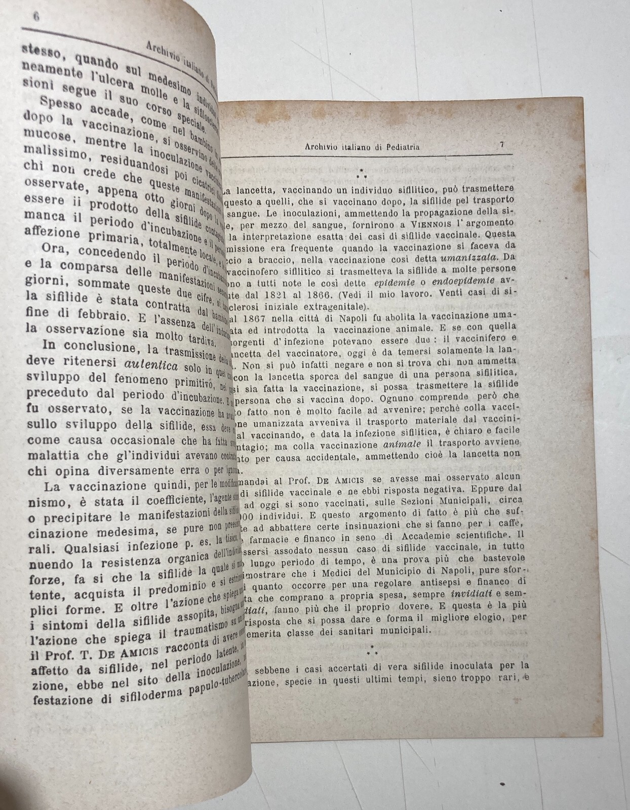 Medicina, Pediatria, Dermatologia, Vaccinazioni. Sifilide Vaccinale, Molfese, Napoli.