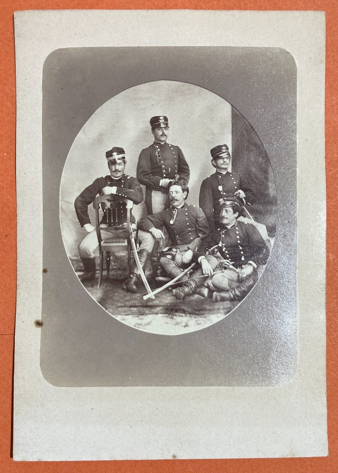 Militaria, Antica Fotografia Originale: Foto Di Gruppo, Militari In Divisa