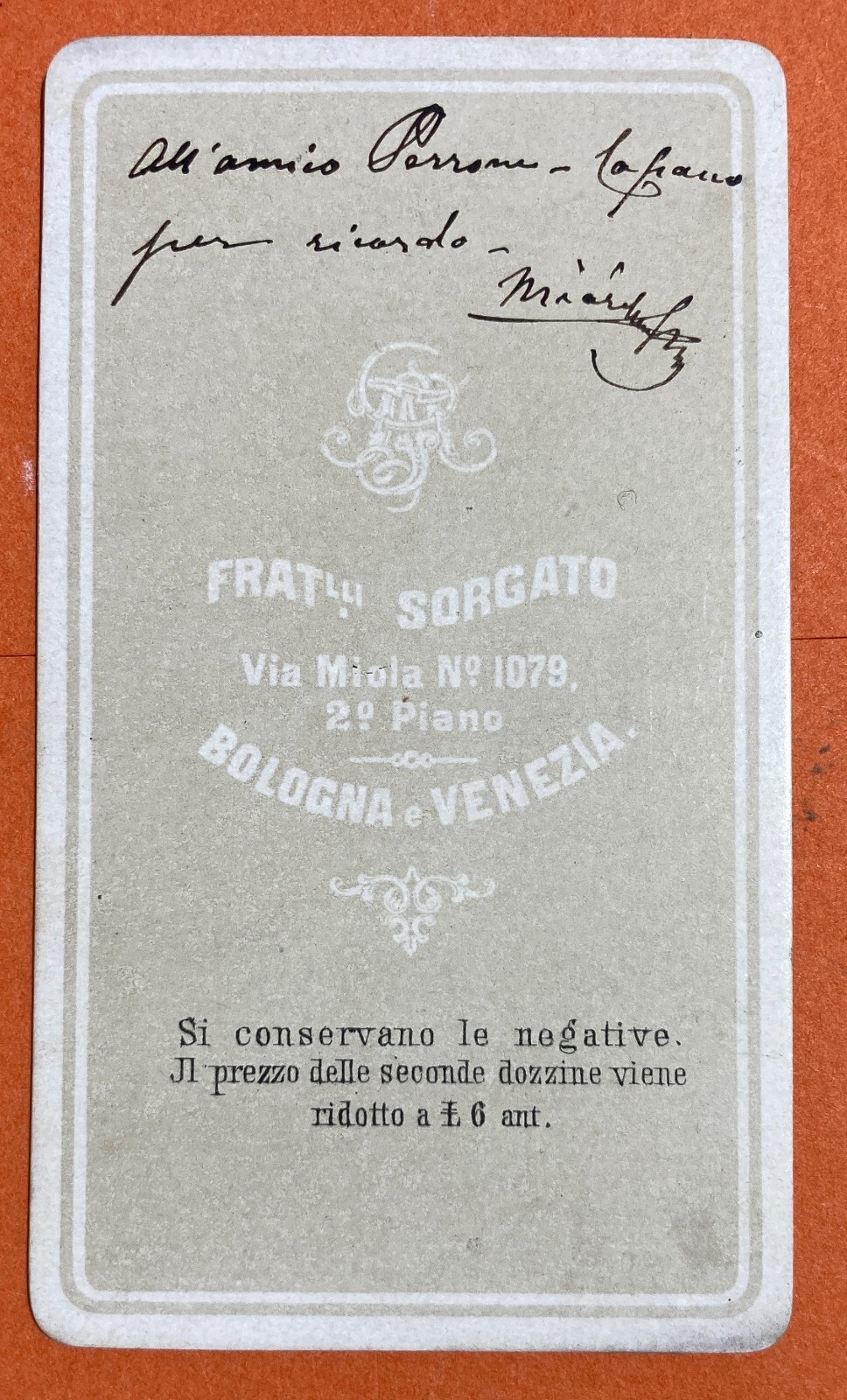 Antica Fotografia Originale: Ritratto Di Militare, Bologna Venezia, Foto Sorgato