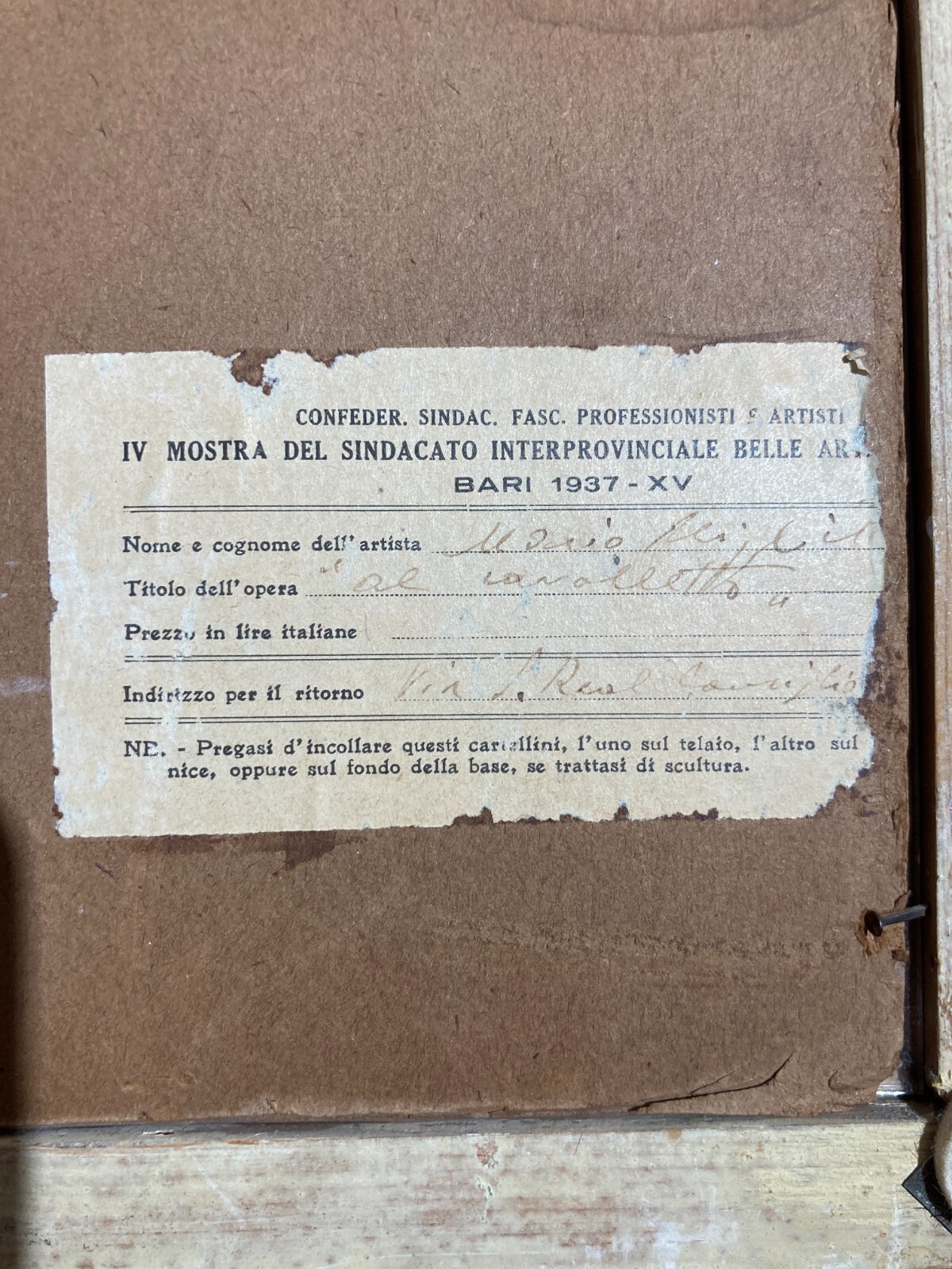 Mario Miglietta, Al Cavalletto. Monotipo Originale Del 1933