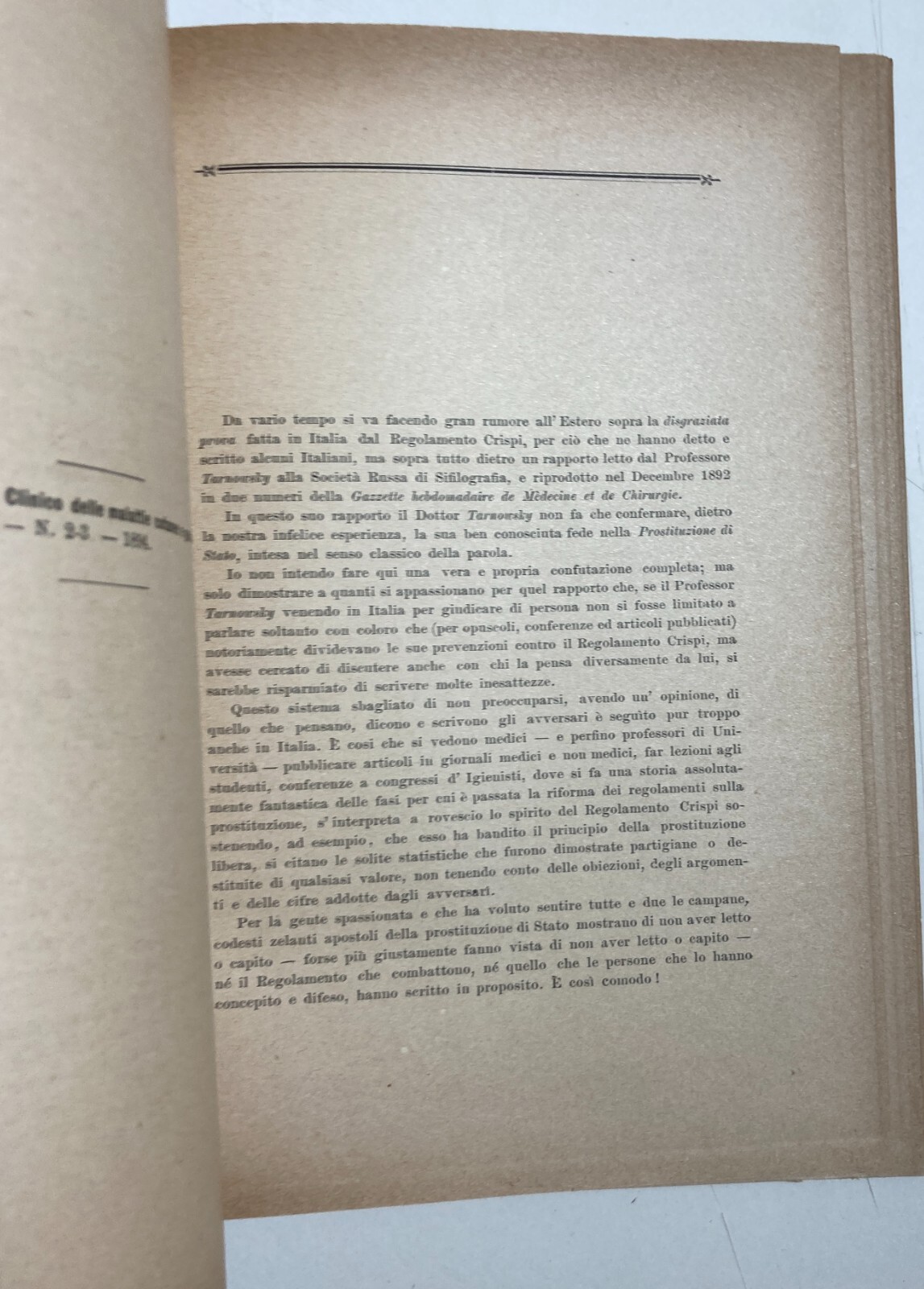 Prostituzione In Italia: Riforma Tarnowsky, Pellizzari, Titomanlio, Napoli, 1894