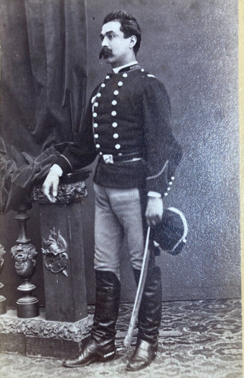 Ritratto Di Militare Con Berretto E Spada, Fotografia Antica Deroche Bologna