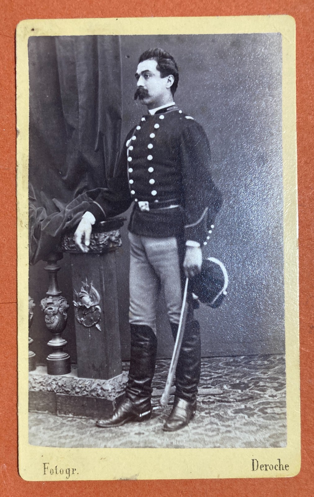 Ritratto Di Militare Con Berretto E Spada, Fotografia Antica Deroche Bologna
