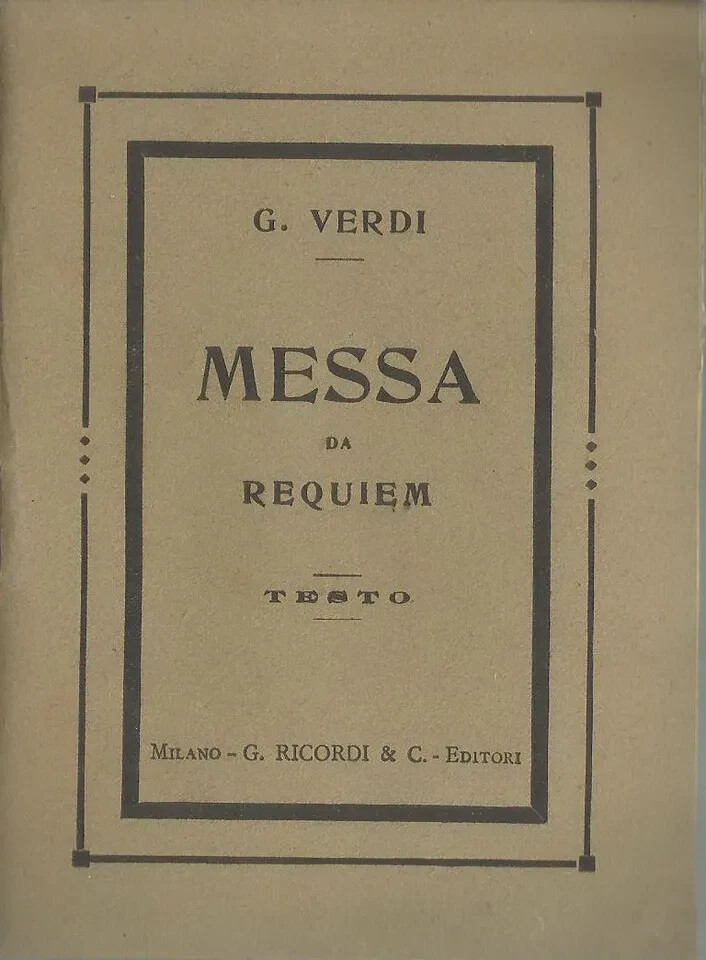 Teatro Musica: Giuseppe Verdi, Manzoni, Messa Da Requiem, Edizione Ricordi, Milano