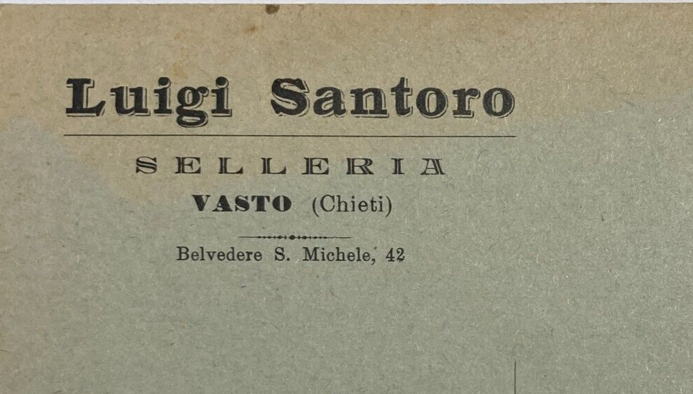 Abruzzo, Vasto, Artigianato: Selleria Santoro, Cartolina Pubblicitaria d'Epoca Rara