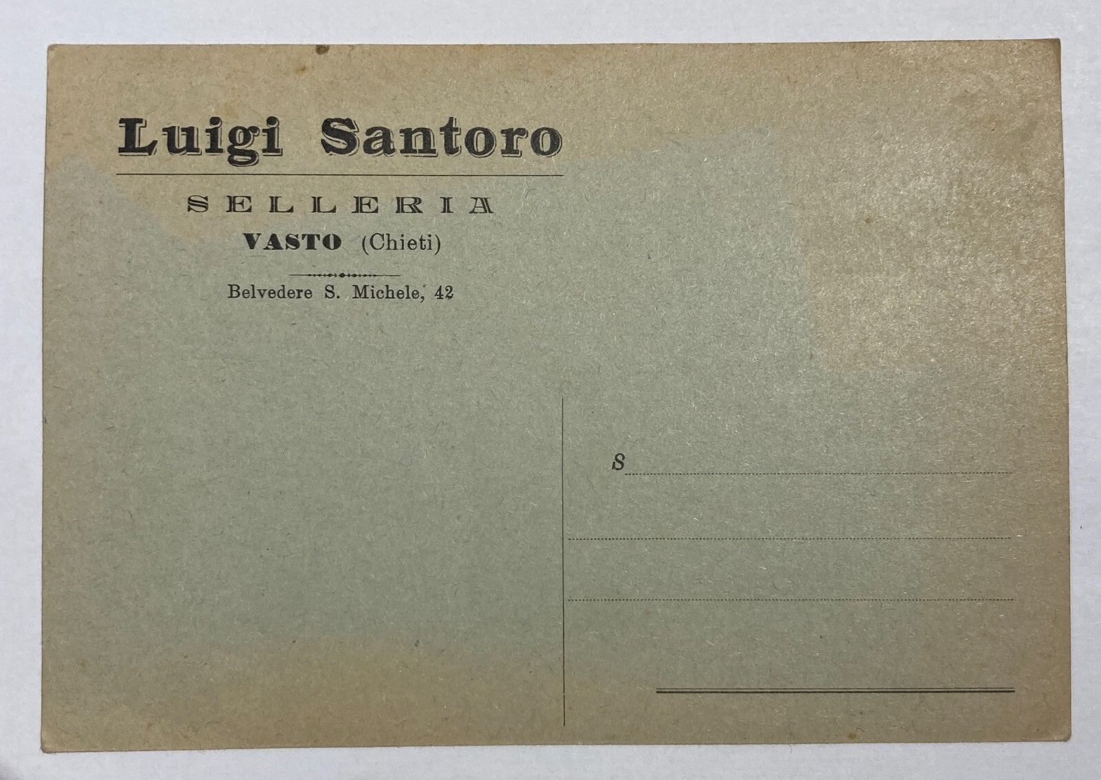 Abruzzo, Vasto, Artigianato: Selleria Santoro, Cartolina Pubblicitaria d'Epoca Rara