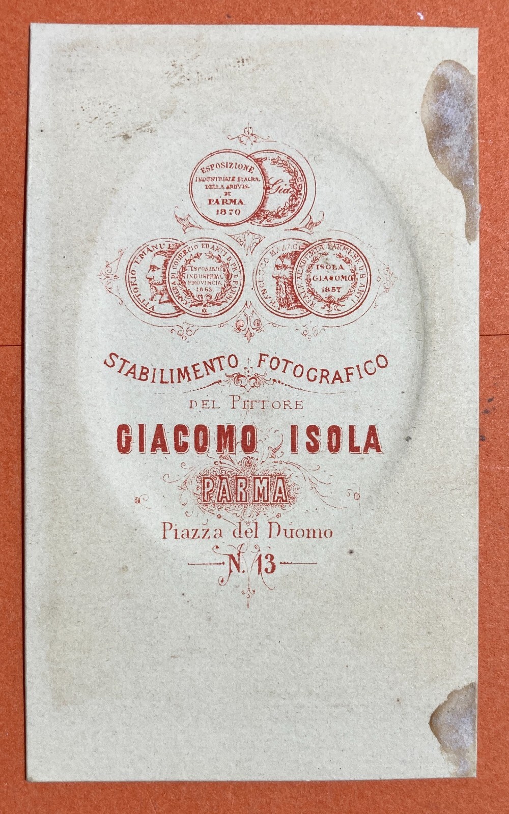 Militaria: Antica Fotografia, Ritratto Di Militare. Fotografo Giacomo Isola, Parma