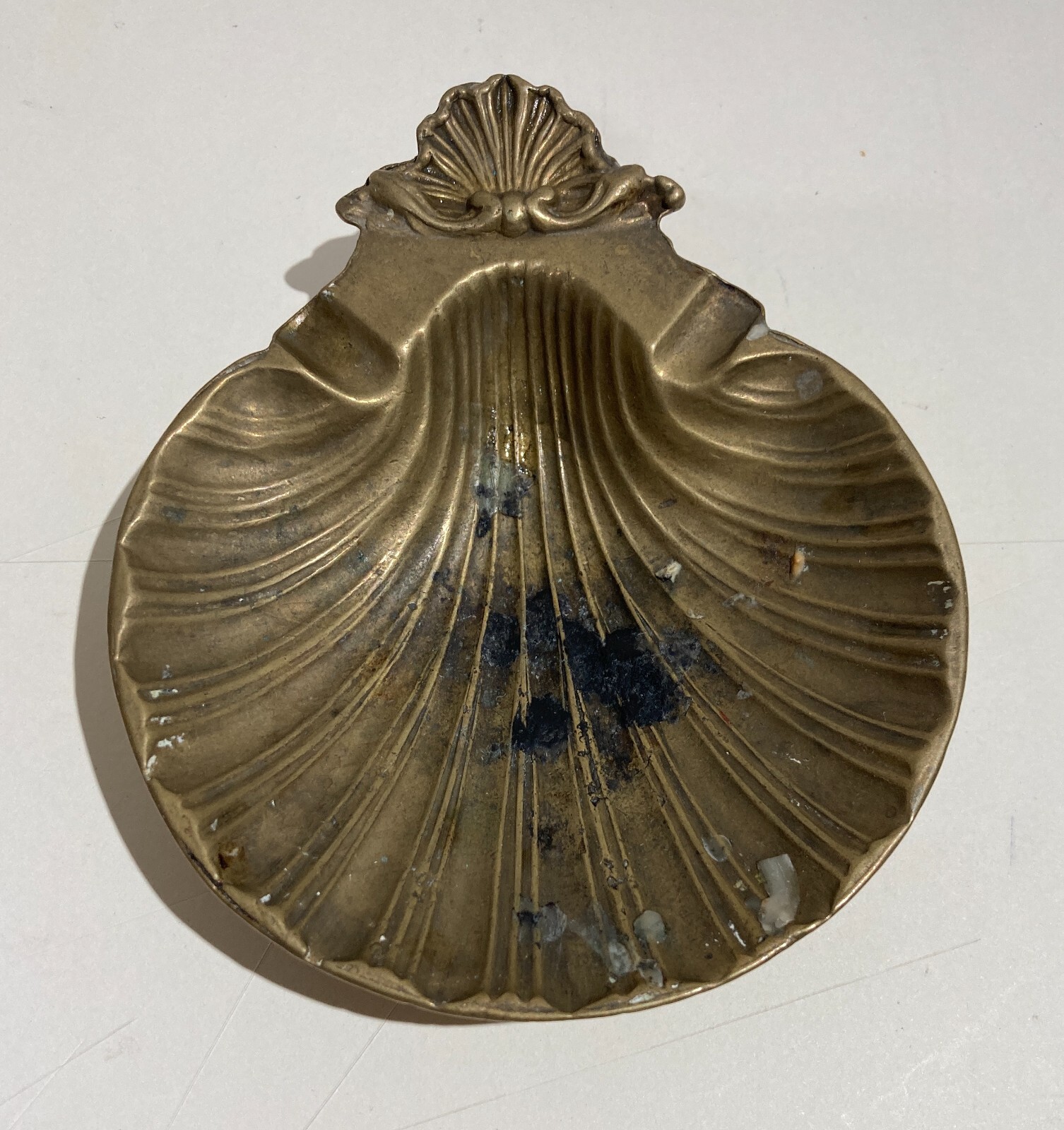 Soprammobile Artistico A Forma Di Conchiglia   Posacenere In Ottone