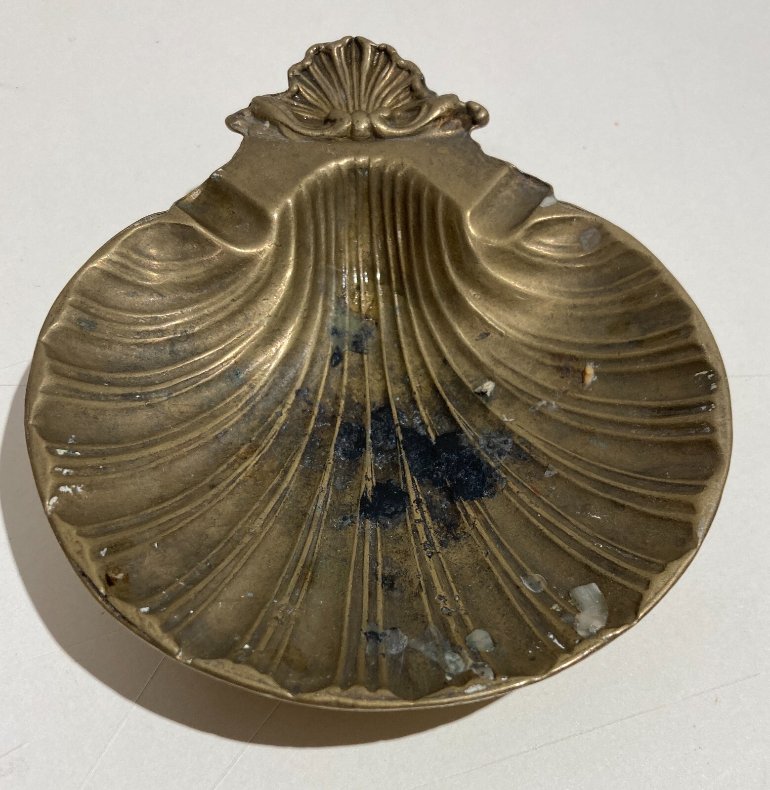 Soprammobile Artistico A Forma Di Conchiglia   Posacenere In Ottone