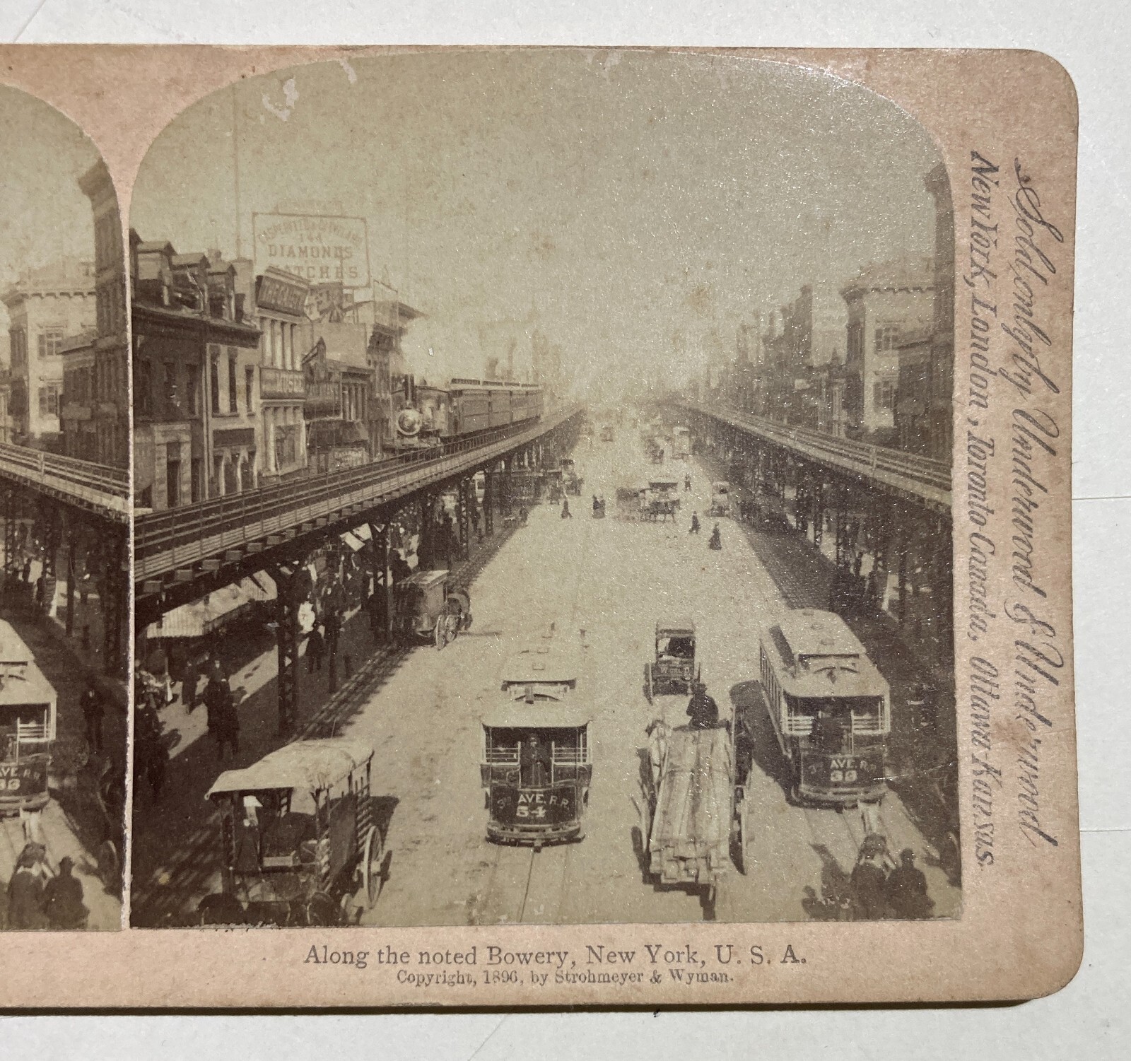 Fotografie Da Collezione: New York, 1896, Underwood, Bowery, Strohmeyer & Wyman (rara)