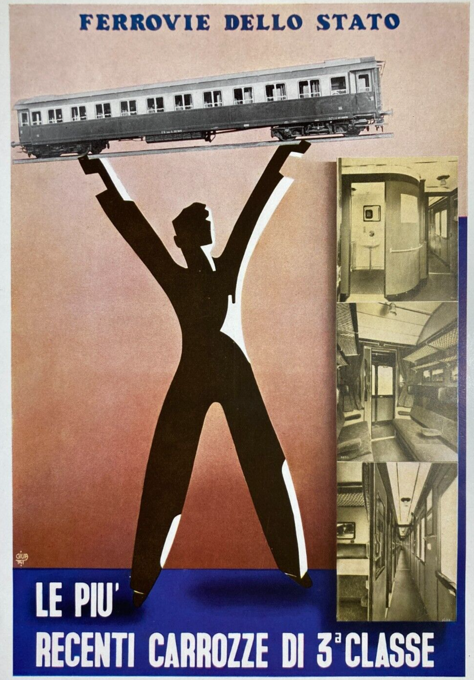 Ferrovie Dello Stato: Illustrazione Pubblicitaria d'Epoca   Assicurazioni Sicurtà