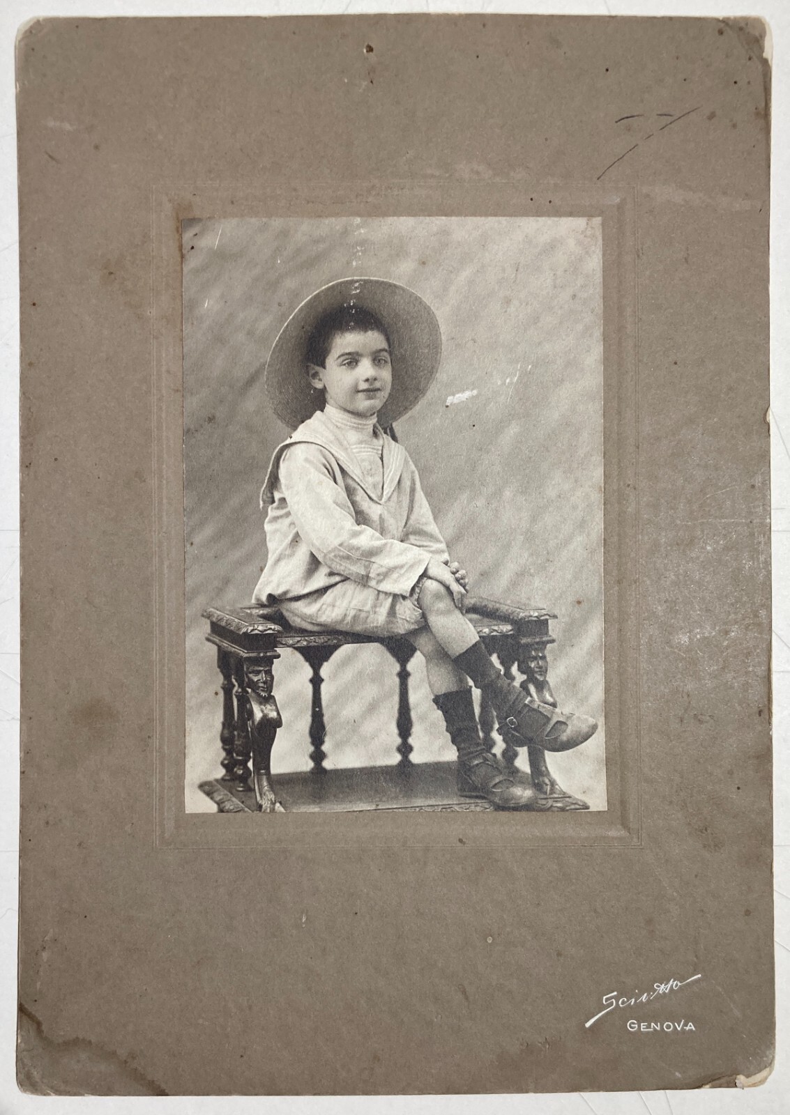 Fotografia Antica Da Collezione, Genova, Fotografo Sciutto, Ritratto Di Ragazzo
