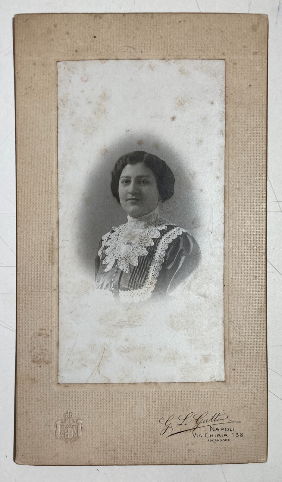 Ritratto Di Signora, Fotografia Antica Di G. Lo Gatto, Napoli