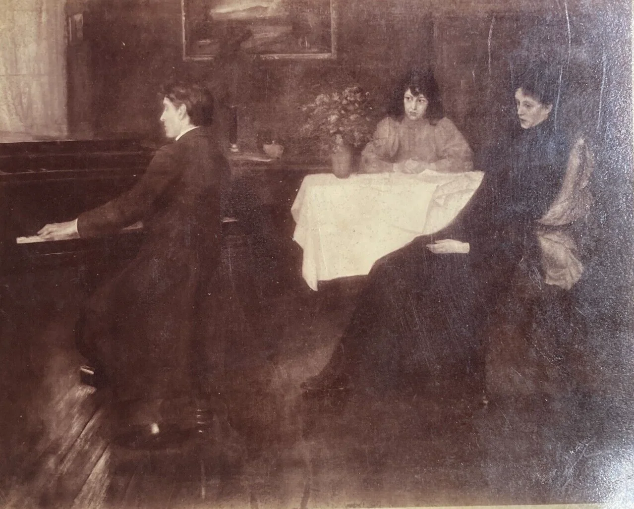 Fotografia Antica di Dipinto di Ernest Oppler, Scena d'Interno