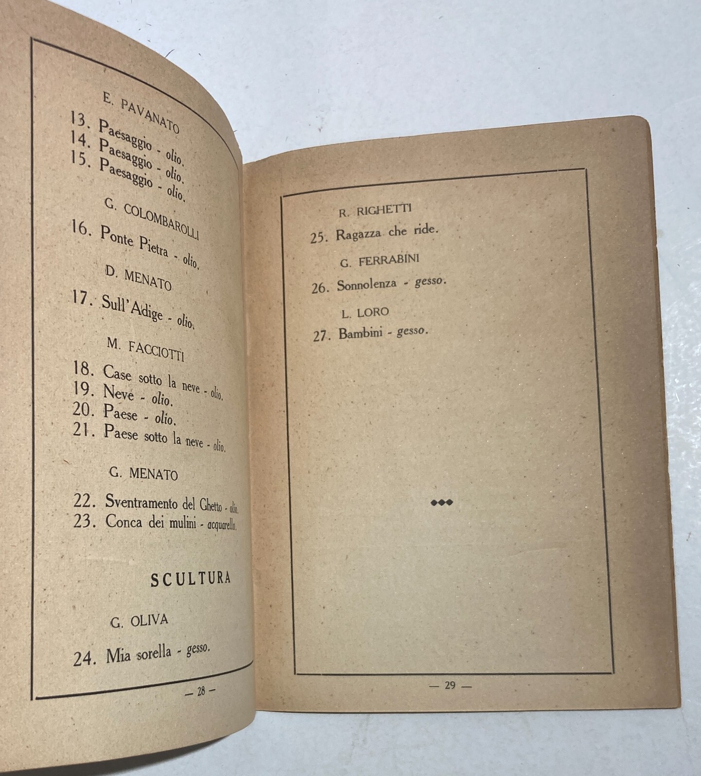 Arte A Verona, Artisti Veronesi: Mostra Sindacale 1929. Raro Catalogo Antico