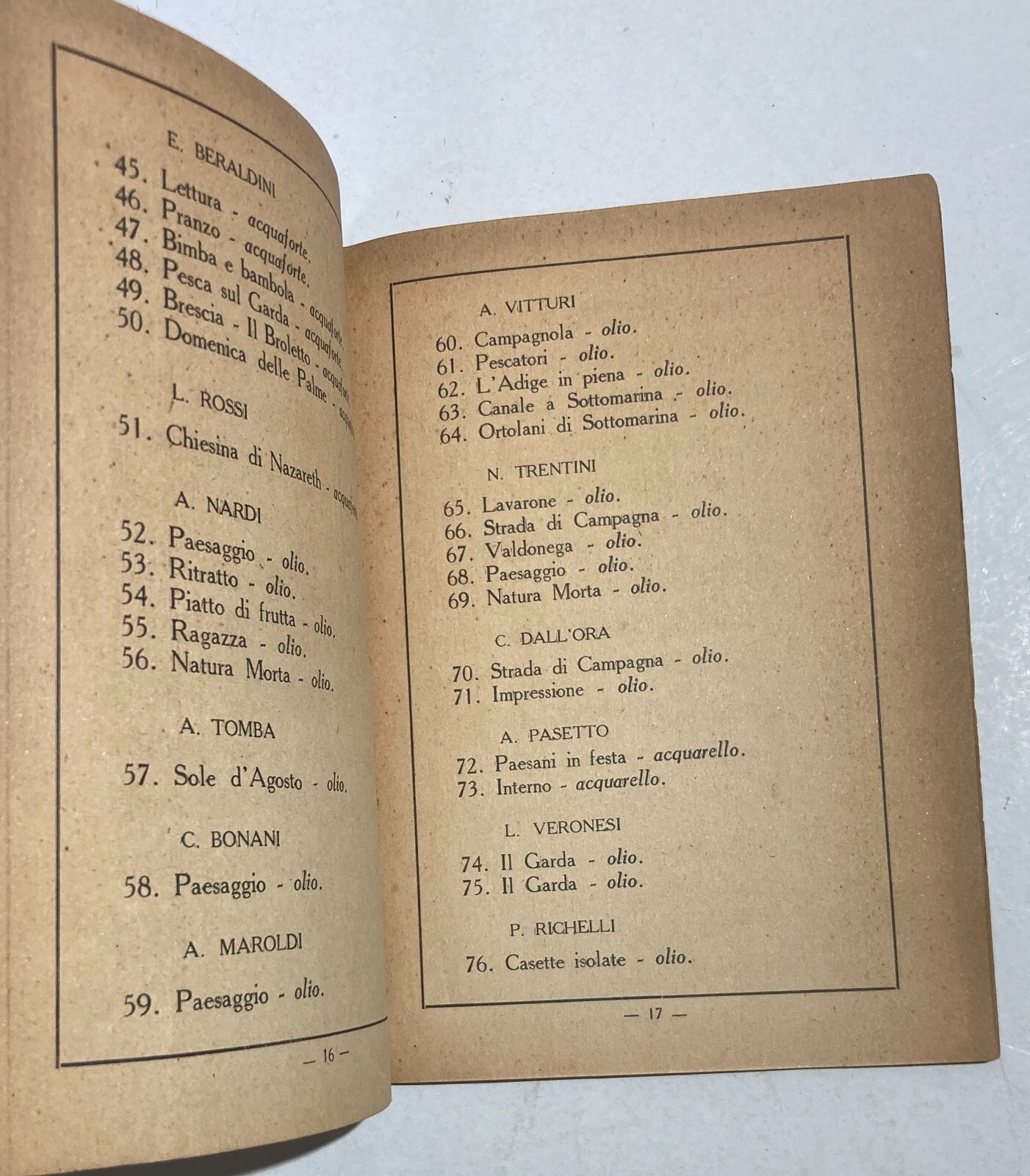 Arte A Verona, Artisti Veronesi: Mostra Sindacale 1929. Raro Catalogo Antico