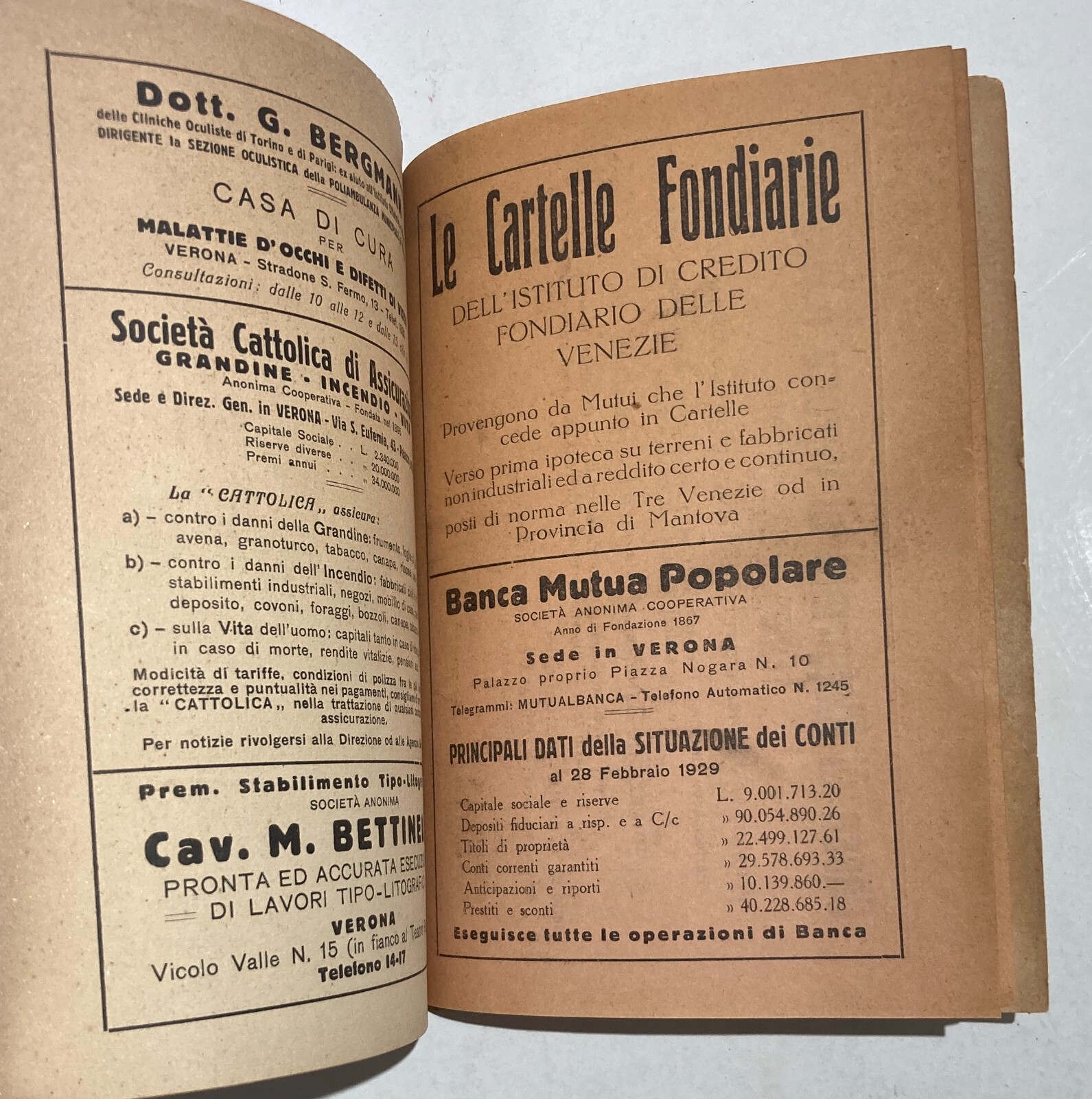 Arte A Verona, Artisti Veronesi: Mostra Sindacale 1929. Raro Catalogo Antico