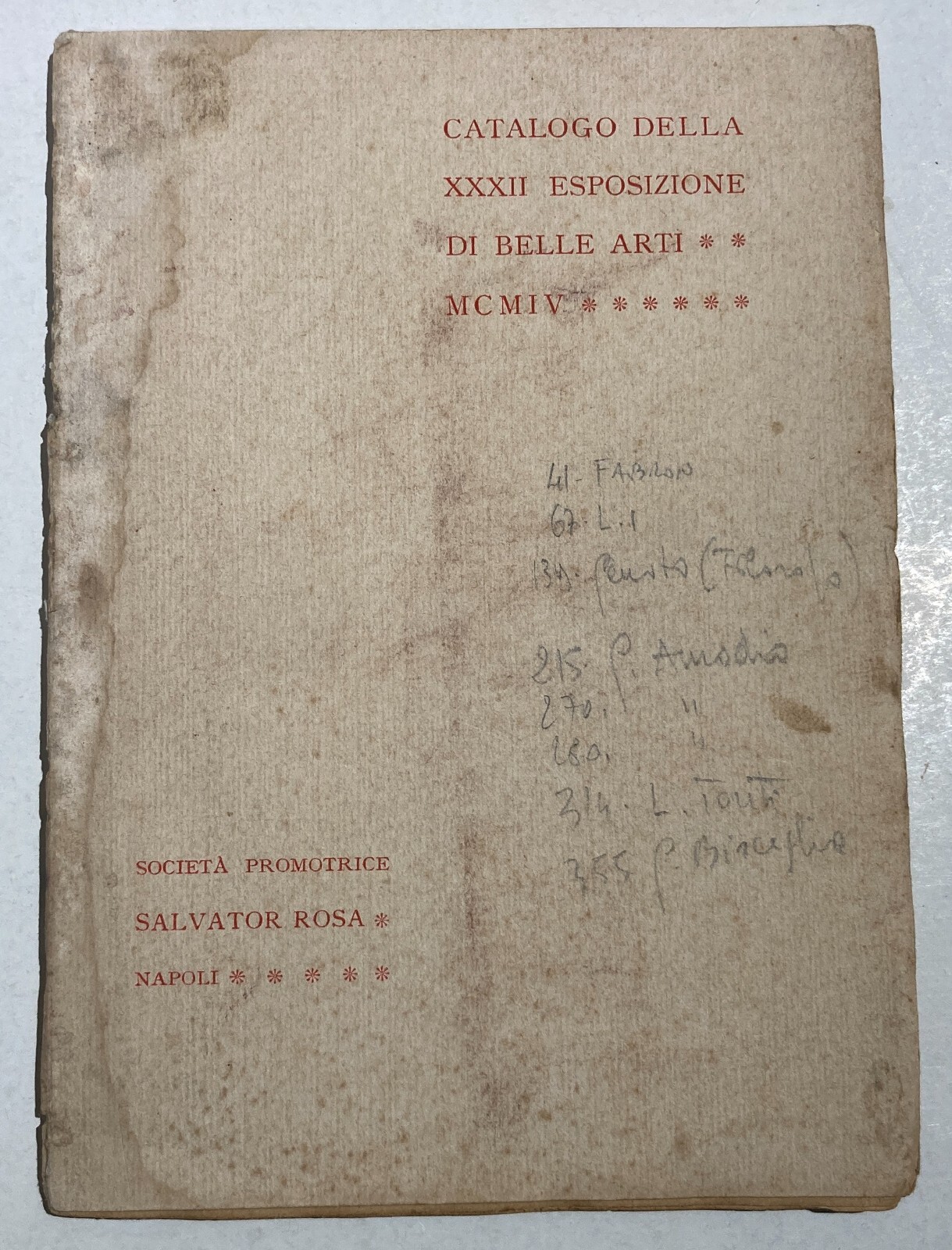 Arte A Napoli: Esposizione Del 1904 Promotrice Salvator Rosa Elenco Opere Esposte
