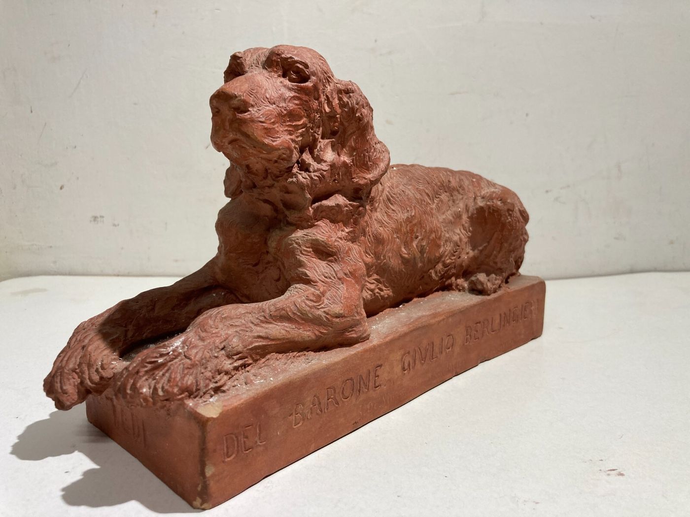 Scultura In Terracotta Cane Setter Laverack Di Salvatore De Simone, 1926