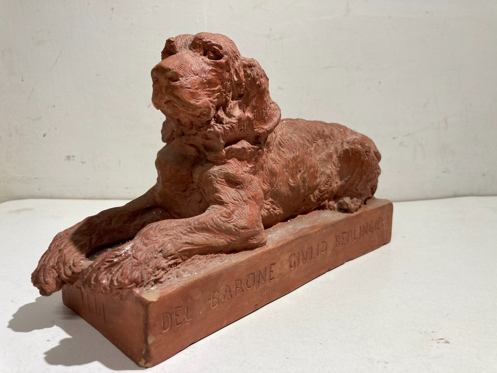Scultura In Terracotta Cane Setter Laverack Di Salvatore De Simone, 1926