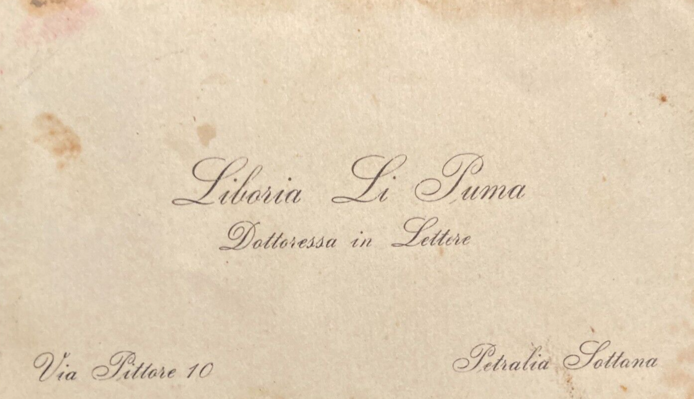 Sicilia, Petralia Sottana: Antico Biglietto Da Visita Liboria Li Puma