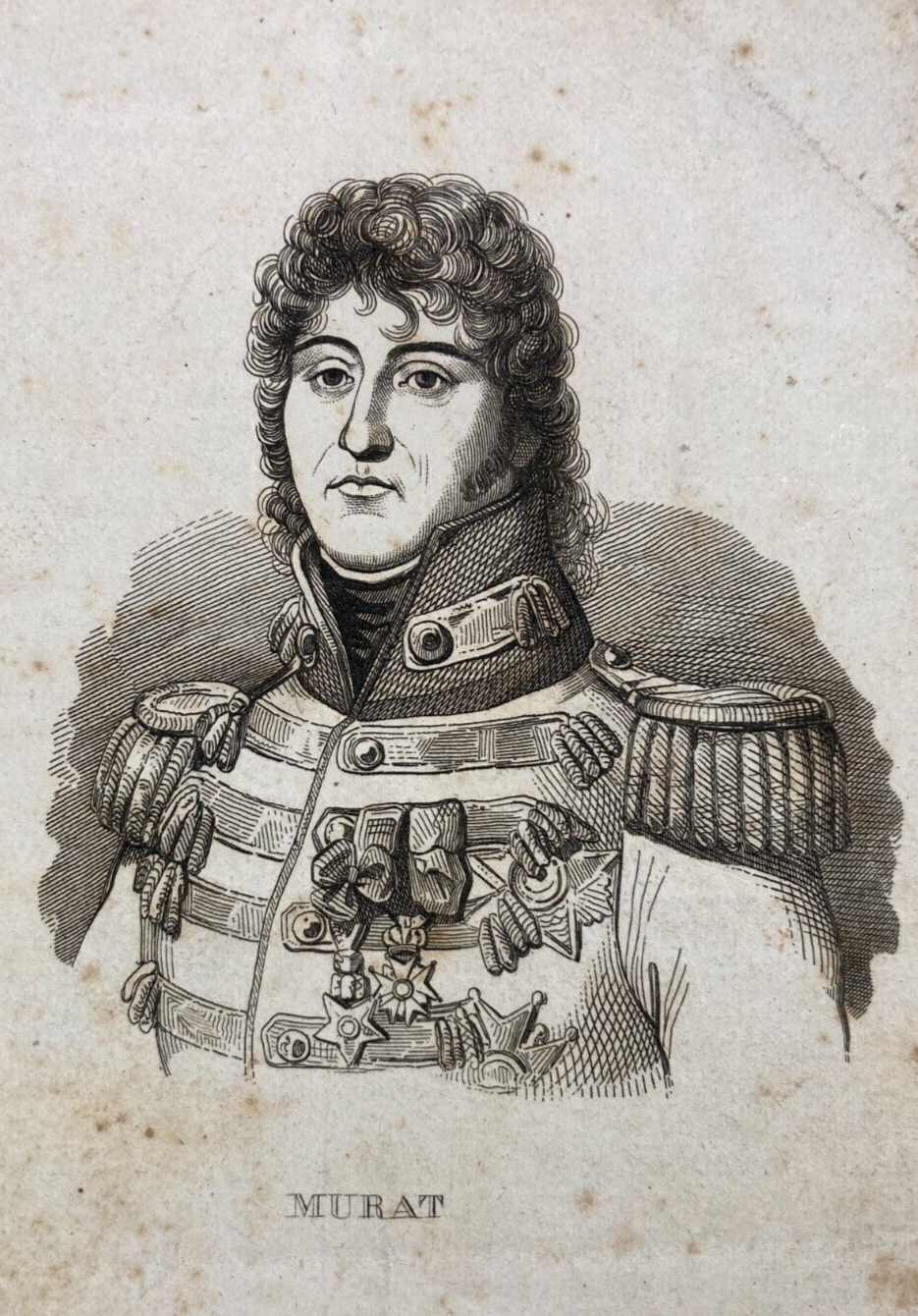 Arte, Incisione Dell'800, Ritratto Di Murat, Napoleonica, Militaria, Araldica, Napoli