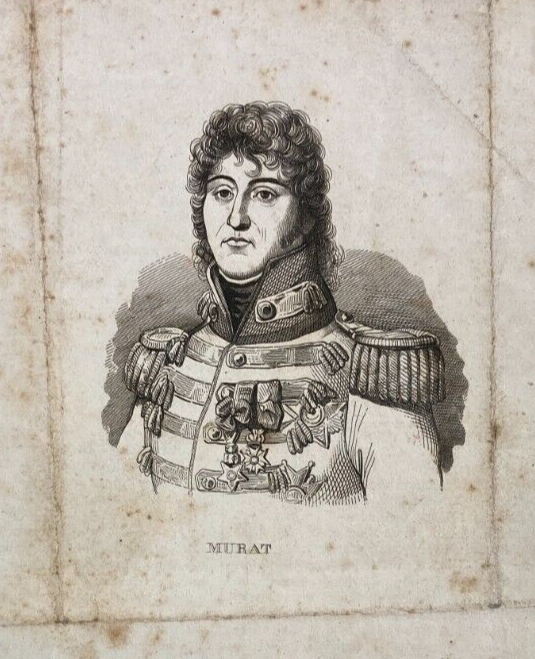Arte, Incisione Dell'800, Ritratto Di Murat, Napoleonica, Militaria, Araldica, Napoli