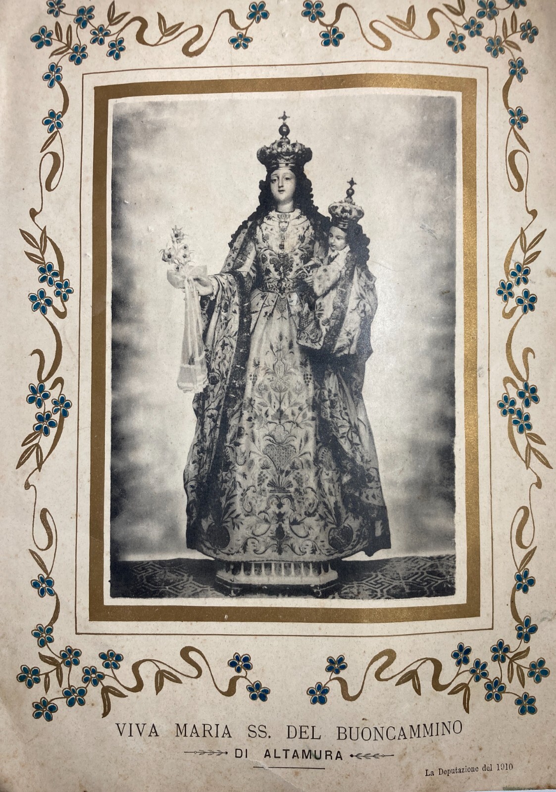 Puglia, Bari, Altamura: Antica Stampa Devozionale Della Madonna Del Buoncammino, 1910