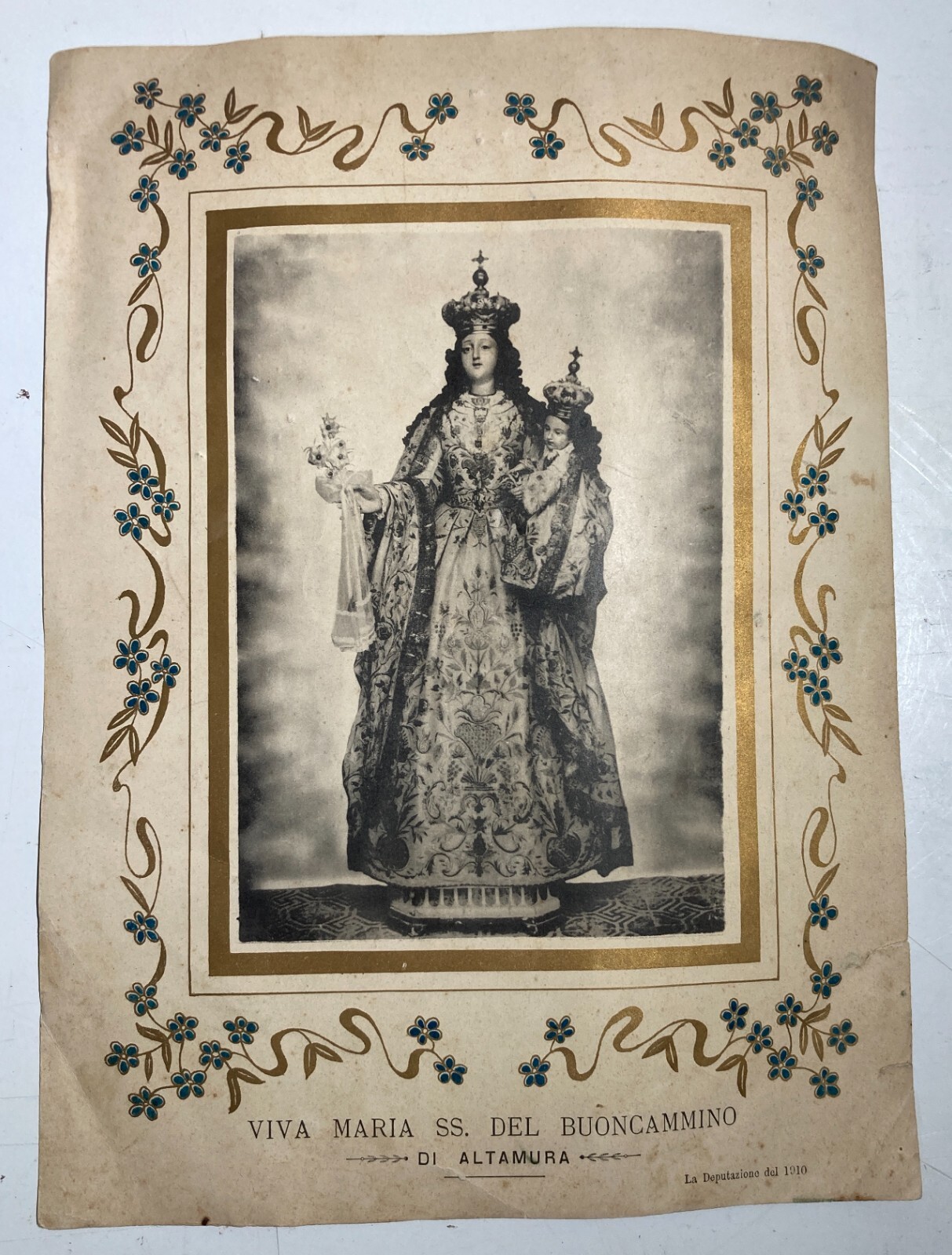 Puglia, Bari, Altamura: Antica Stampa Devozionale Della Madonna Del Buoncammino, 1910