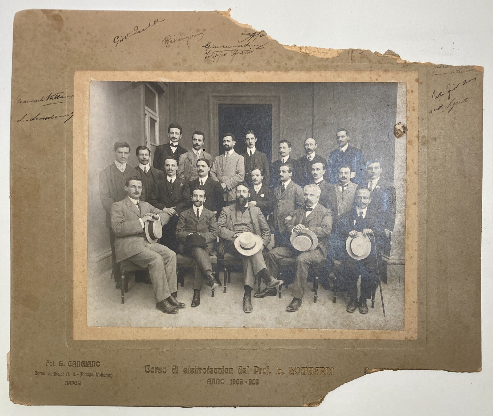 Napoli. Antica Fotografia Del Corso Di Elettrotecnica Del Prof. Lombardi. Foto Cangiano