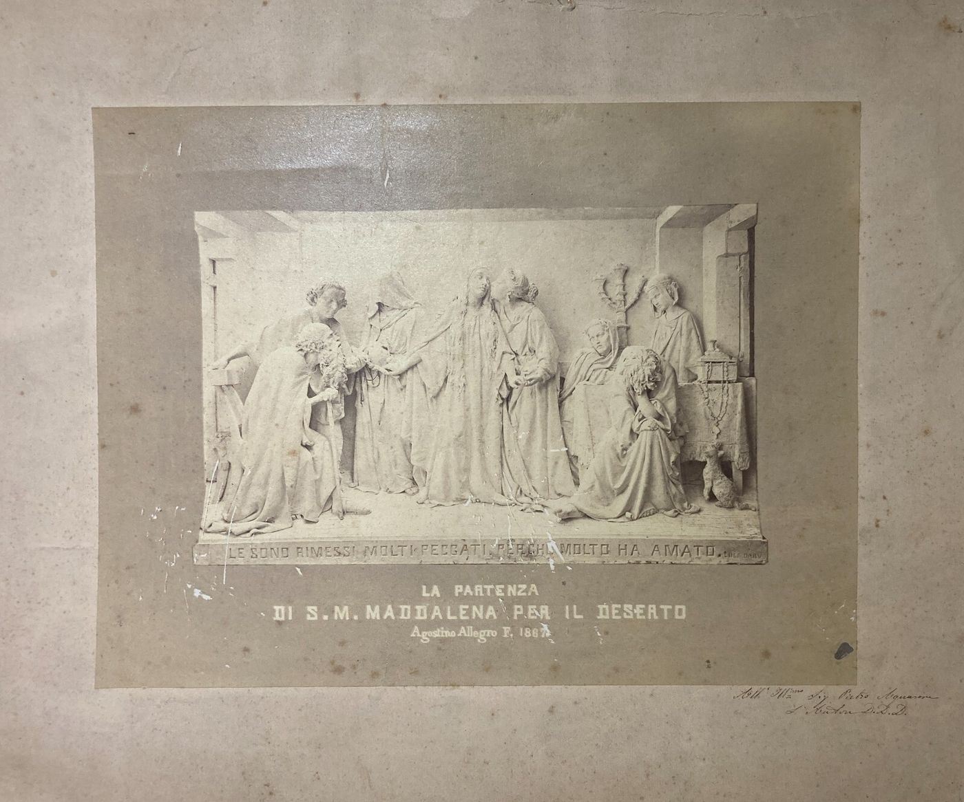 Arte, Scultura, Artista Agostino Allegro, Genova, Foto Originale Antica Con Dedica
