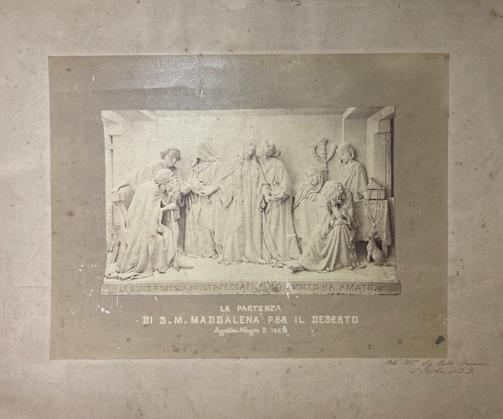 Arte, Scultura, Artista Agostino Allegro, Genova, Foto Originale Antica Con Dedica