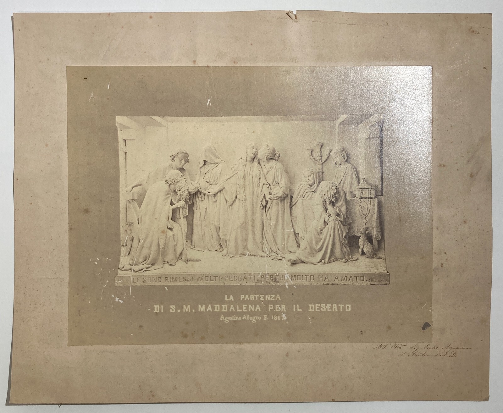 Arte, Scultura, Artista Agostino Allegro, Genova, Foto Originale Antica Con Dedica