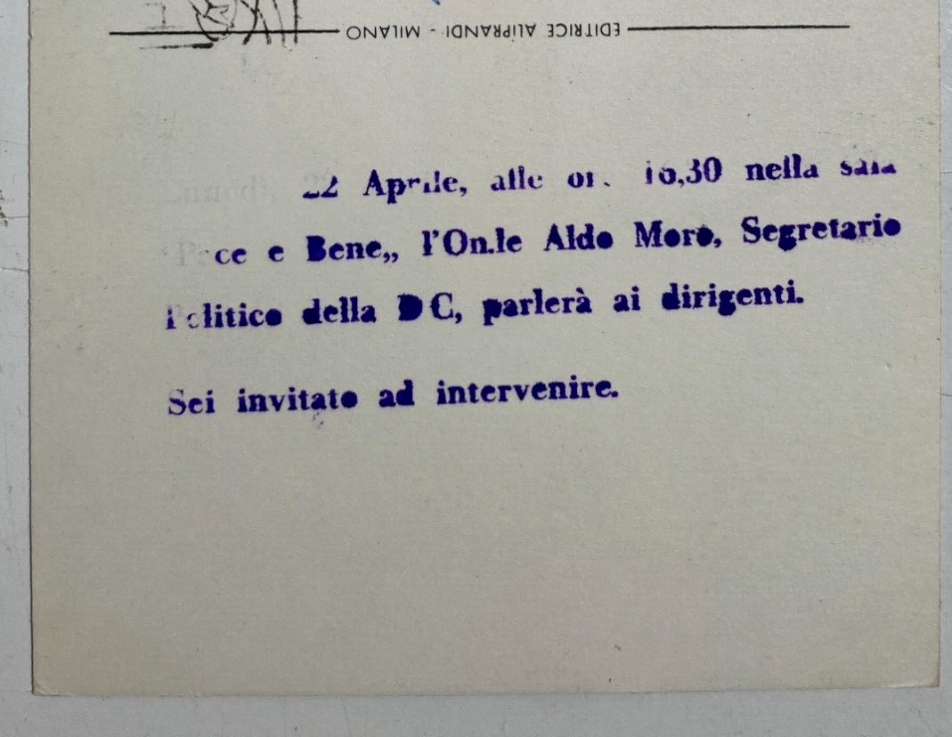 Politica   Democrazia Cristiana   Cartolina Da Collezione   Conferenza Aldo Moro   1963