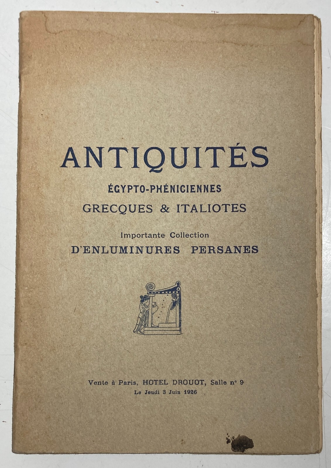 Arte Antica, Vetri, Miniature Persiane, Vendita Knight, Hotel Drouot, Parigi, 1926
