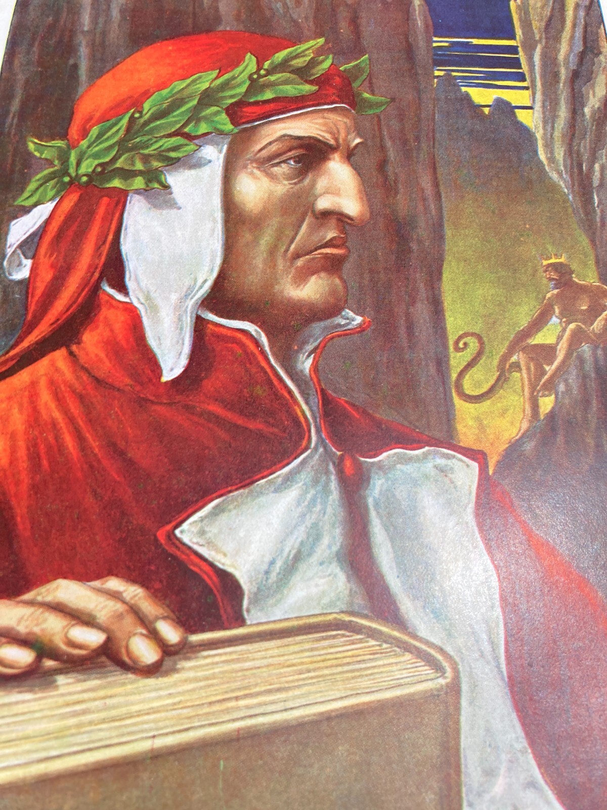 Dante Alighieri Ritratto Artistico Illustrazione A Colori Artista Scarpelli