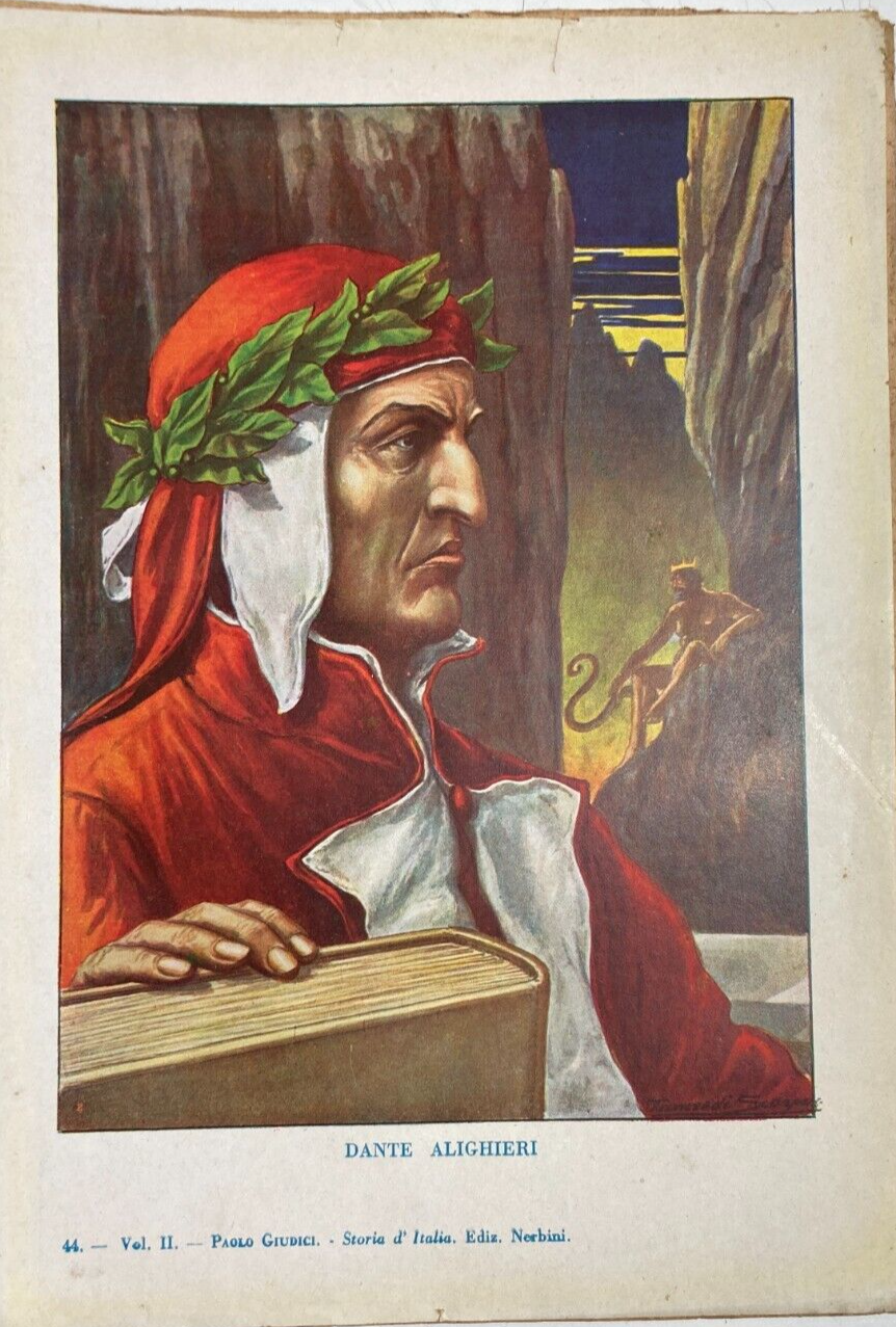 Dante Alighieri Ritratto Artistico Illustrazione A Colori Artista Scarpelli