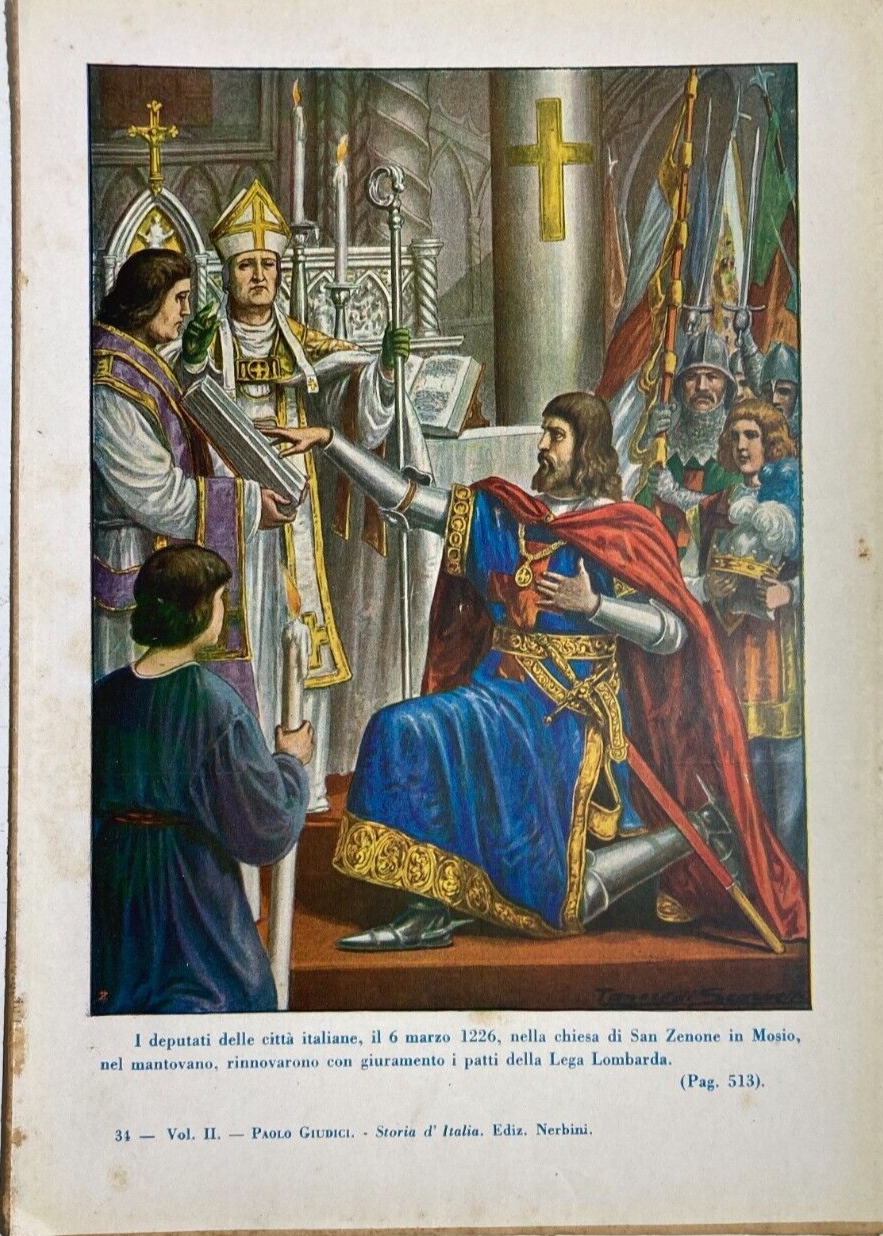 Illustrazione A Colori: Scarpelli E Il Giuramento Della Lega Lombarda A San Zenone In Mosio (Mantova)
