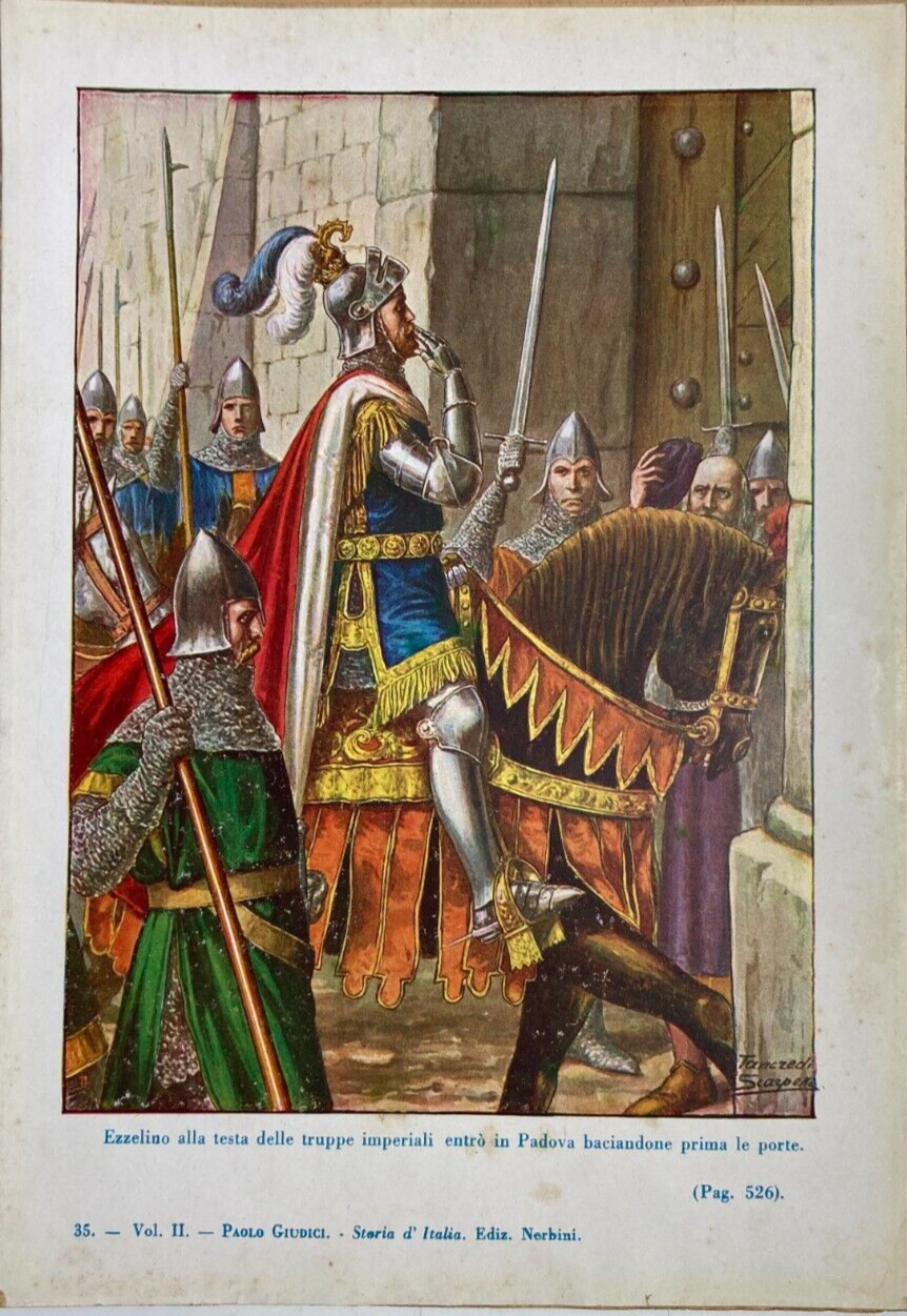 Entrata Di Ezzelino In Padova: Illustrazione A Colori Di Tancredi Scarpelli