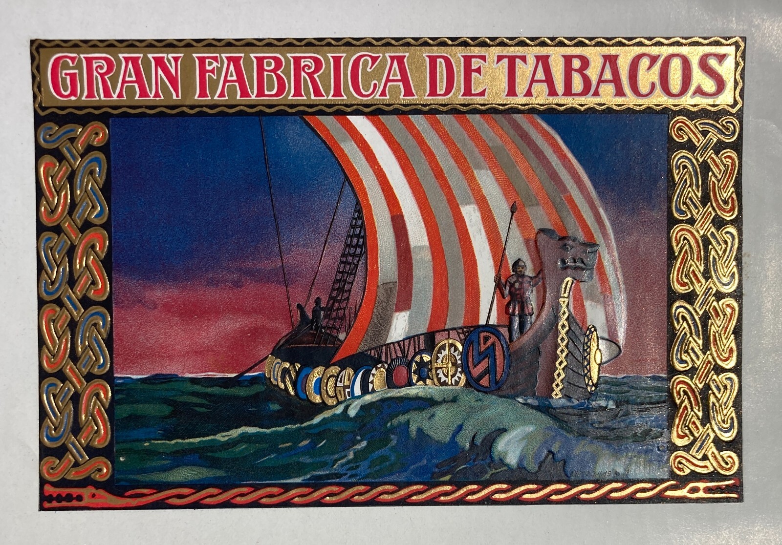 Tabacco, Fumo: Antica Stampa Pubblicitaria, Cromolitografia Con Dorature   Veliero