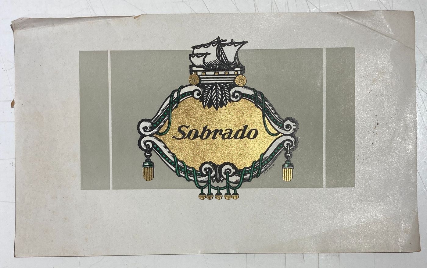 Tabacco, Fumo, Antica Stampa Pubblicitaria, Sobrado, Cromolitografia Con Dorature