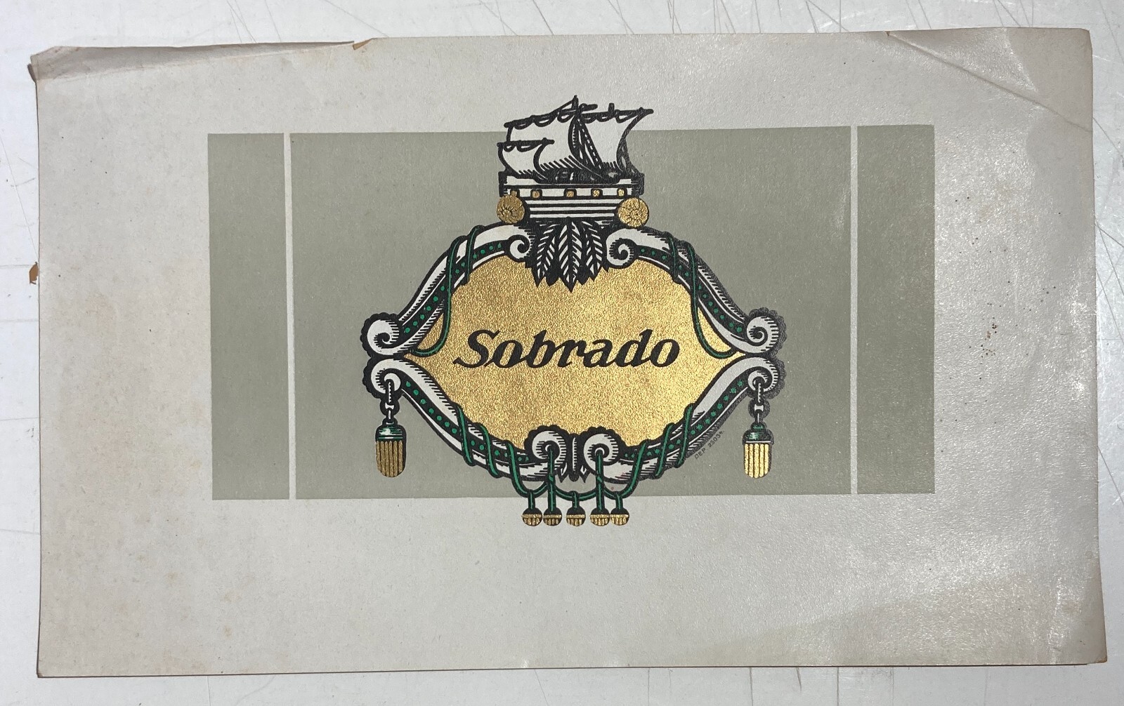 Tabacco, Fumo, Antica Stampa Pubblicitaria, Sobrado, Cromolitografia Con Dorature
