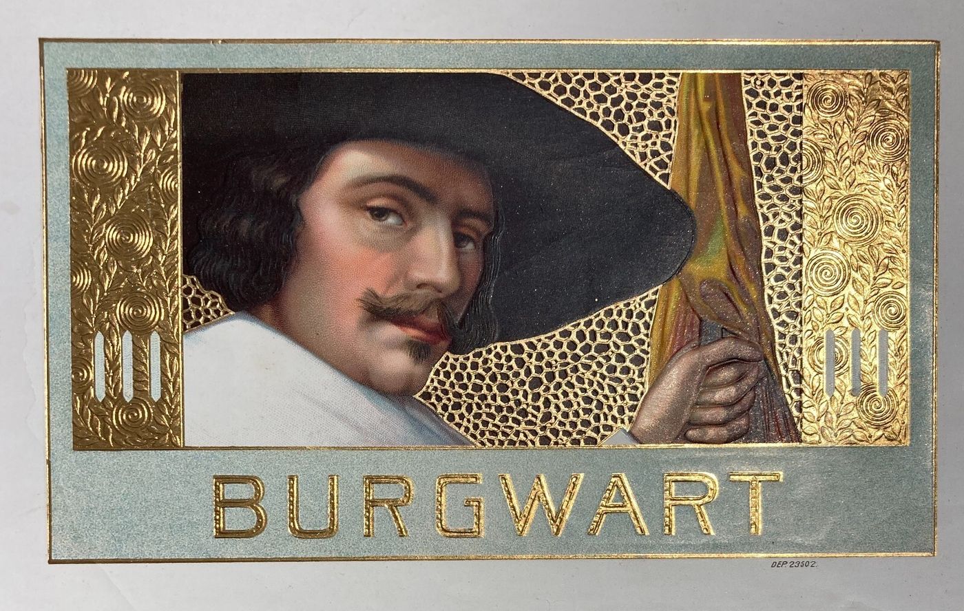 Tabacco, Fumo: Antica Stampa Pubblicitaria. Cromolitografia Con Dorature. Burgwart