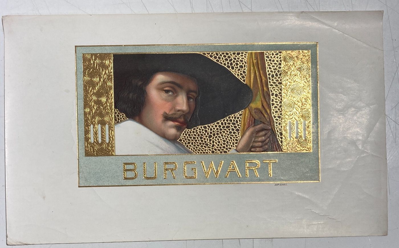 Tabacco, Fumo: Antica Stampa Pubblicitaria. Cromolitografia Con Dorature. Burgwart